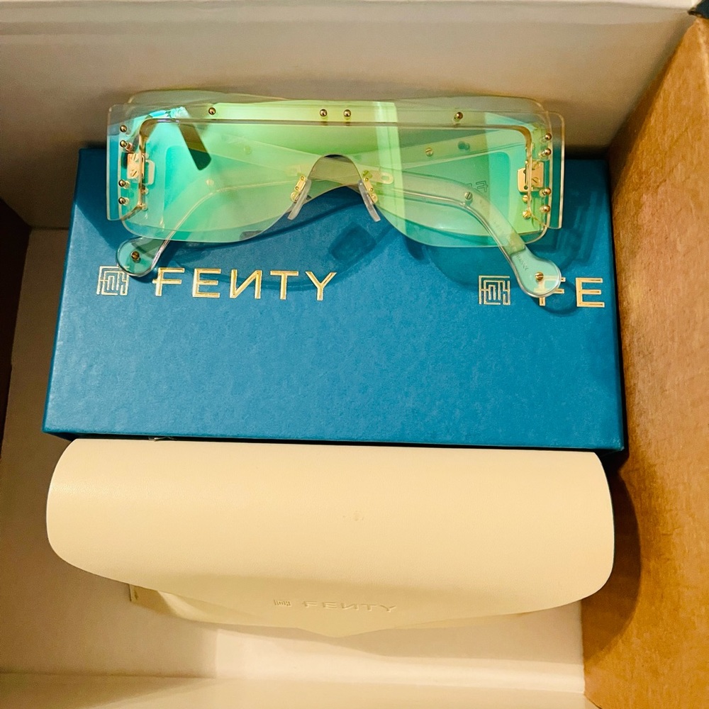 Fenty Women’s iridescent Rimless shield Sunglasses